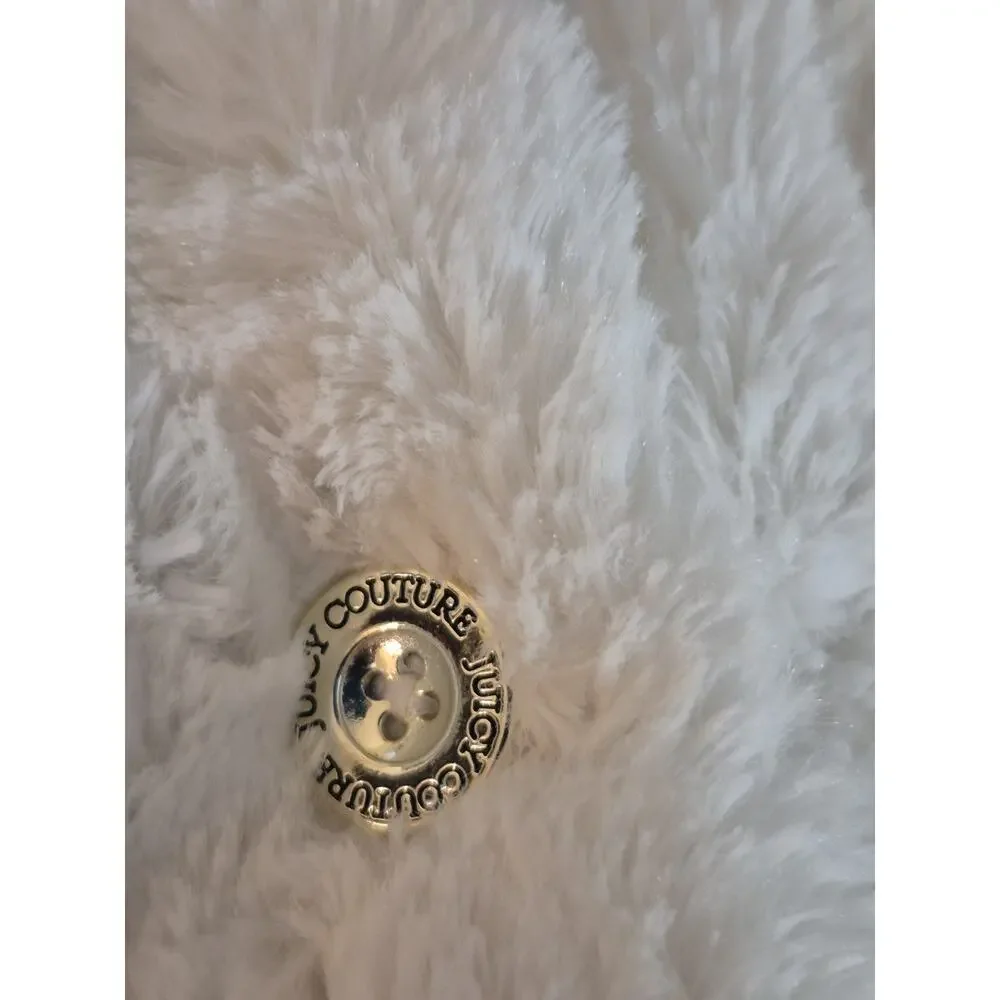 💥 Juicy Couture Girls Jacket Coat Kids Size 4t White Faux Fur Button Chic D2